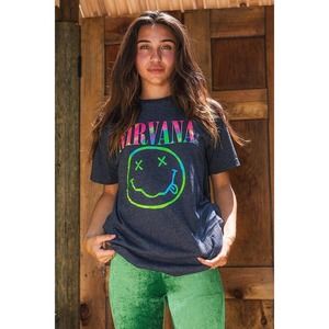 Nirvana Neon Smile Short Sleeve Rave Graphic T-Shirt Small